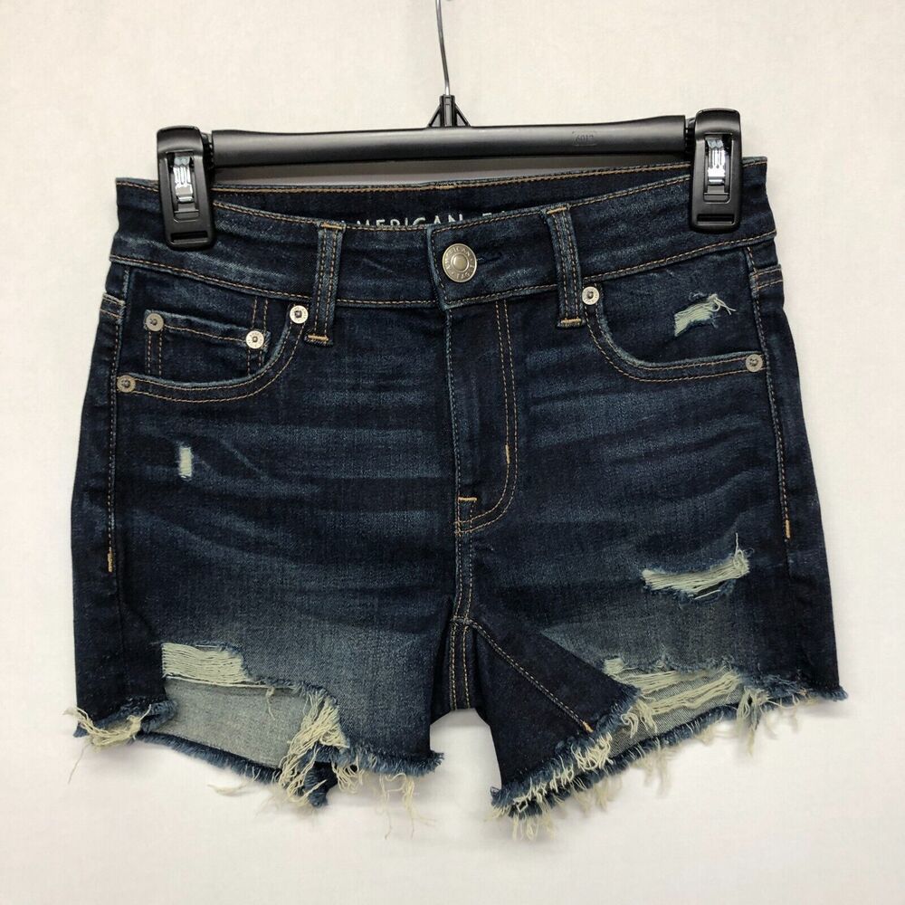 American Eagle Women Midi Jean Shorts Size 2 Blue Denim B252 -8